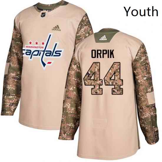 Youth Adidas Washington Capitals 44 Brooks Orpik Authentic Camo Veterans Day Practice NHL Jersey